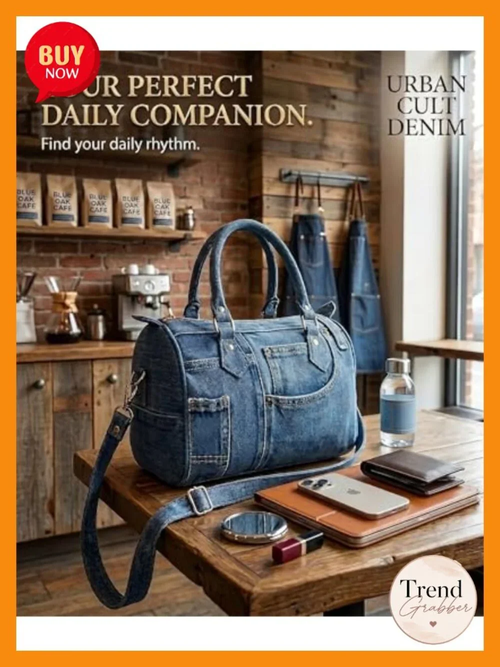 Handmade Upcycled Denim Crossbody Satchel Purse with Adjustable Strap and Top